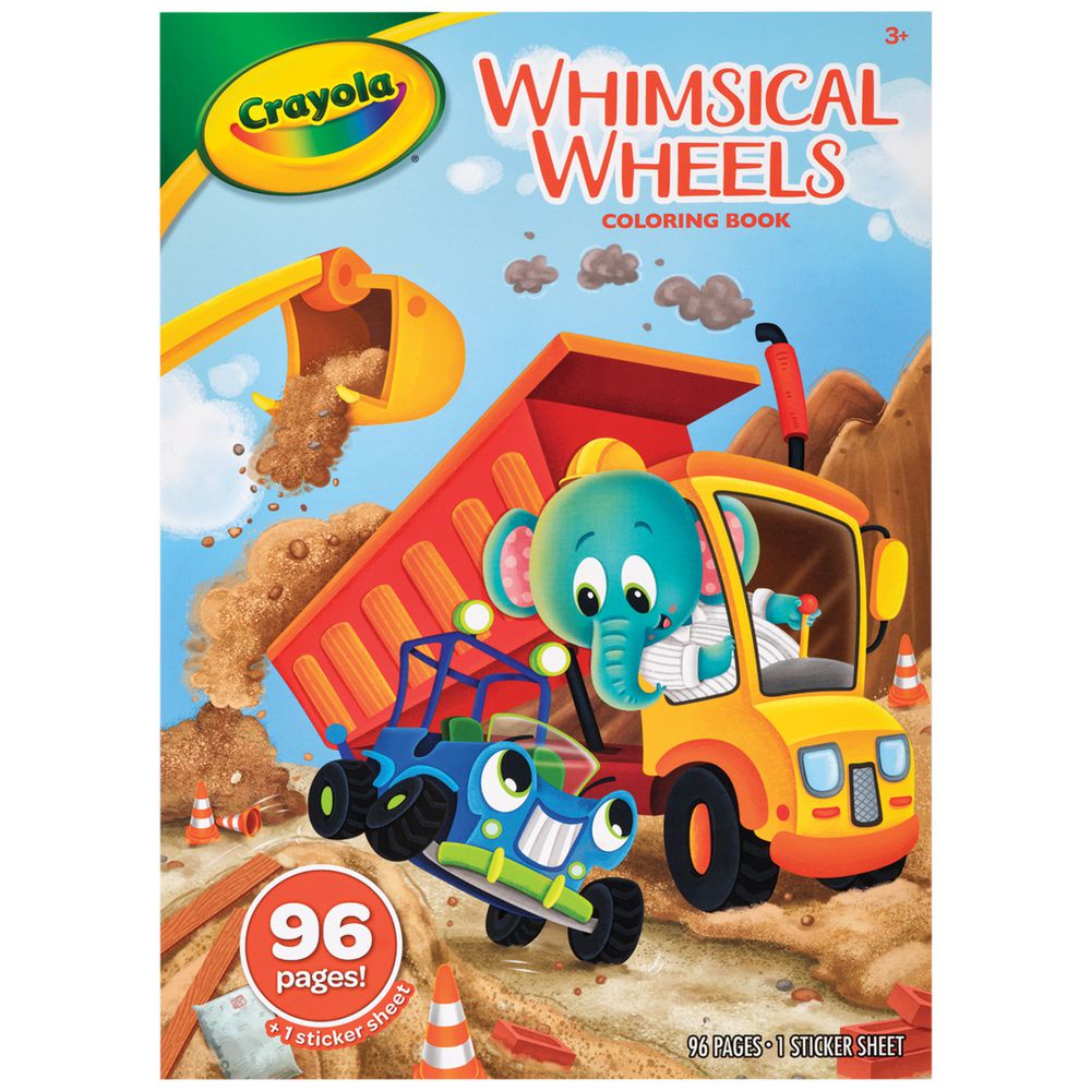 Crayola Whimsical Wheels Colouring Book 96 Pages front cover