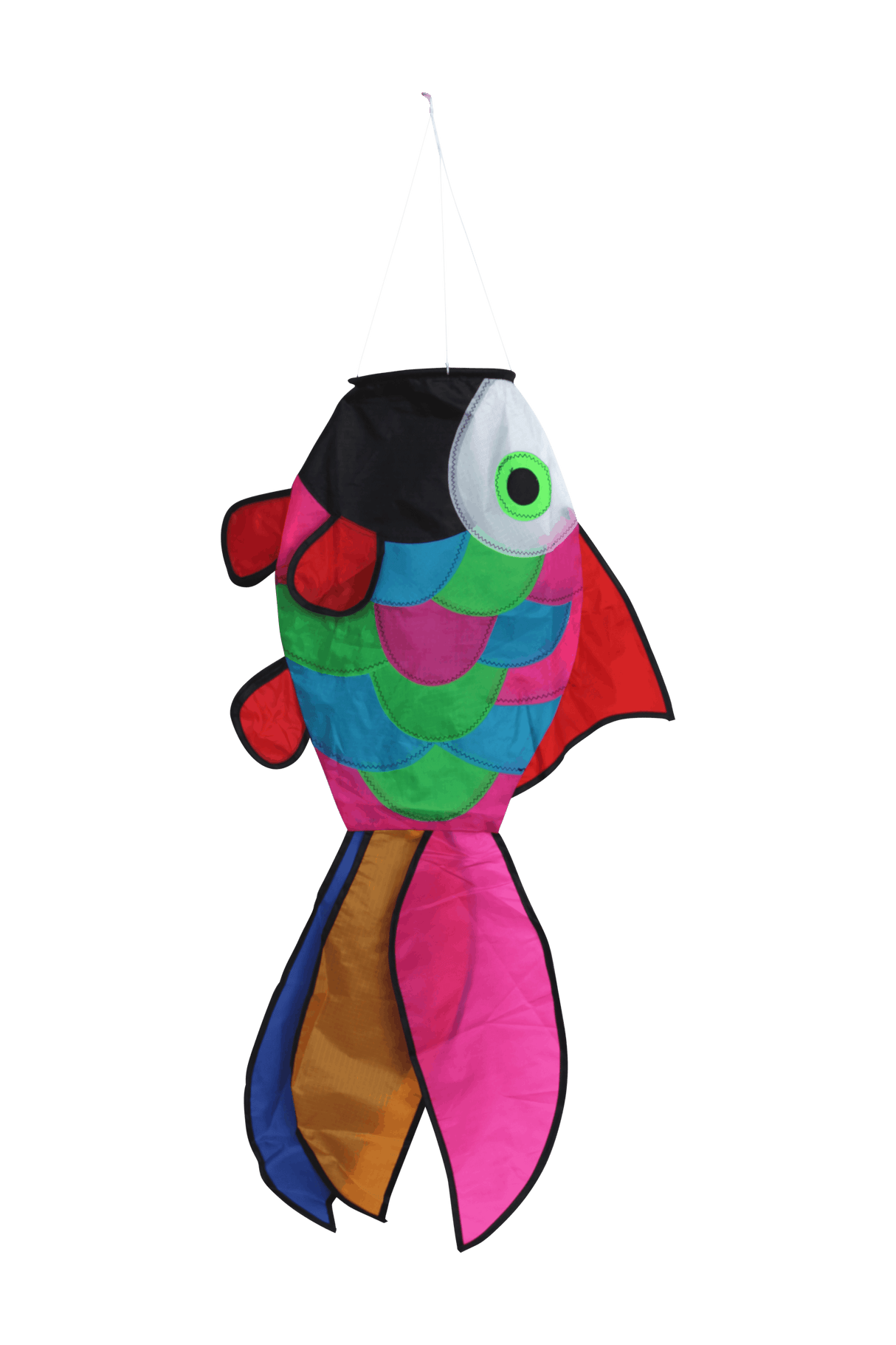 Fish windsock with sewn scale detail
