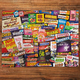 Sweet Memories of the 1980s puzzle completed on a wooden table