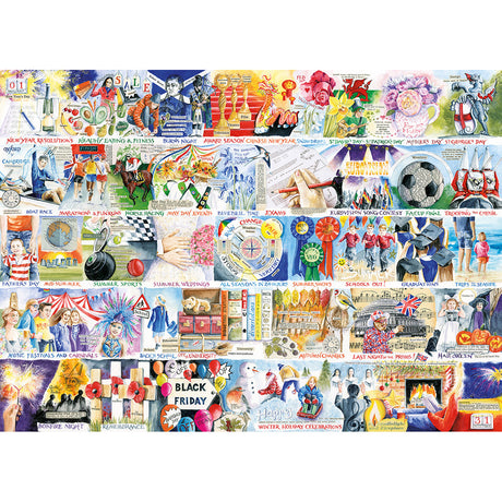 A Year in Great Britain puzzle artwork by Val Goldfinch