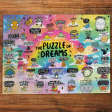 The Puzzle of Dreams completed on a wooden table