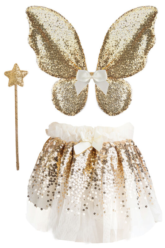 Great Pretenders | Gracious Gold Sequins Skirt, Wings & Wand Set
