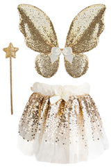 Great Pretenders | Gracious Gold Sequins Skirt, Wings & Wand Set