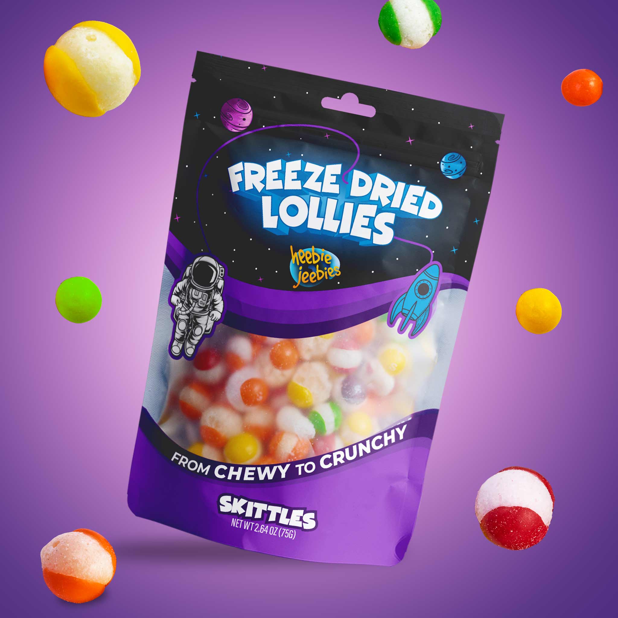 Heebie Jeebies | Freeze Dried Skittles Lollies | Large