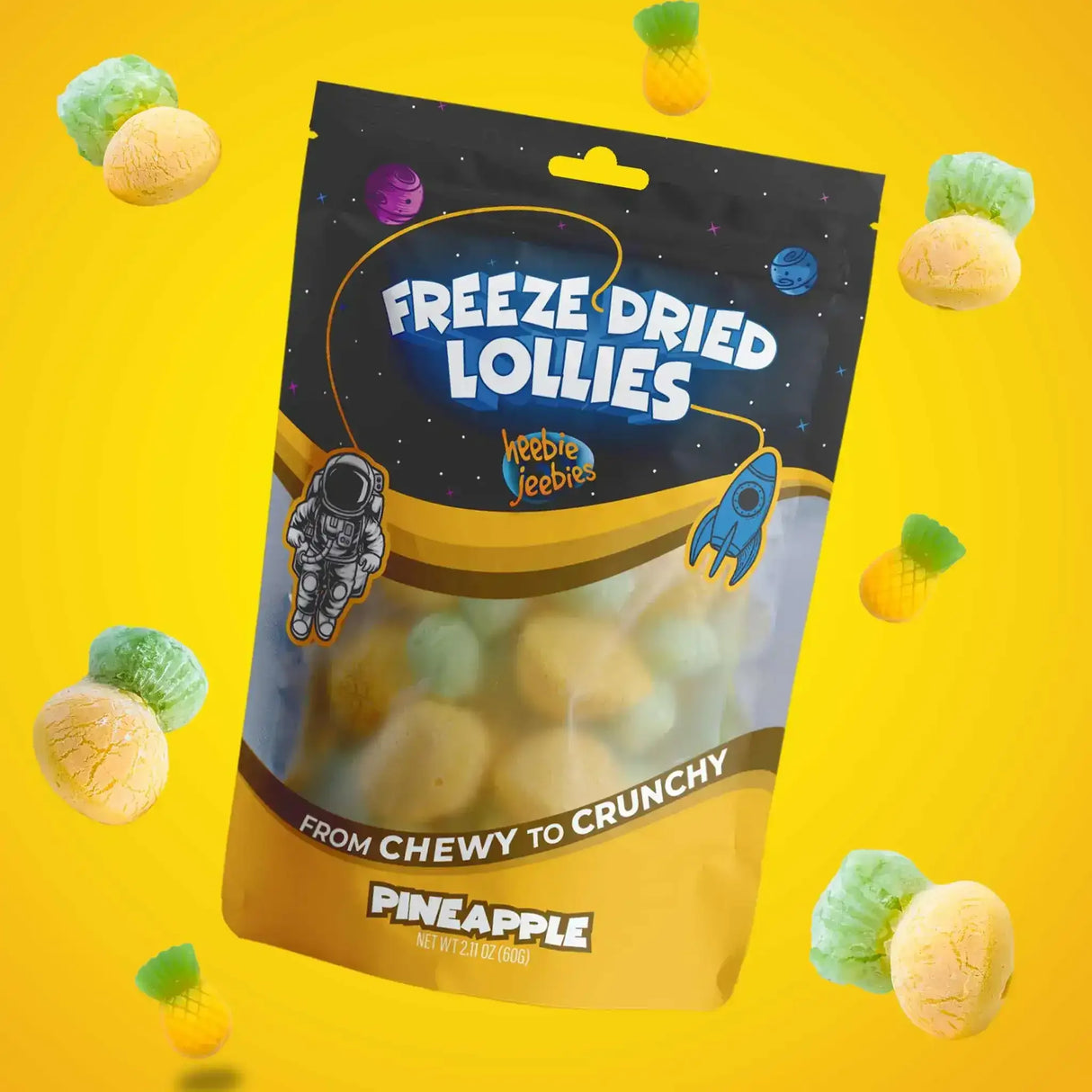 Heebie Jeebies | Freeze Dried Pineapple Lollies | Large - Toybox Tales