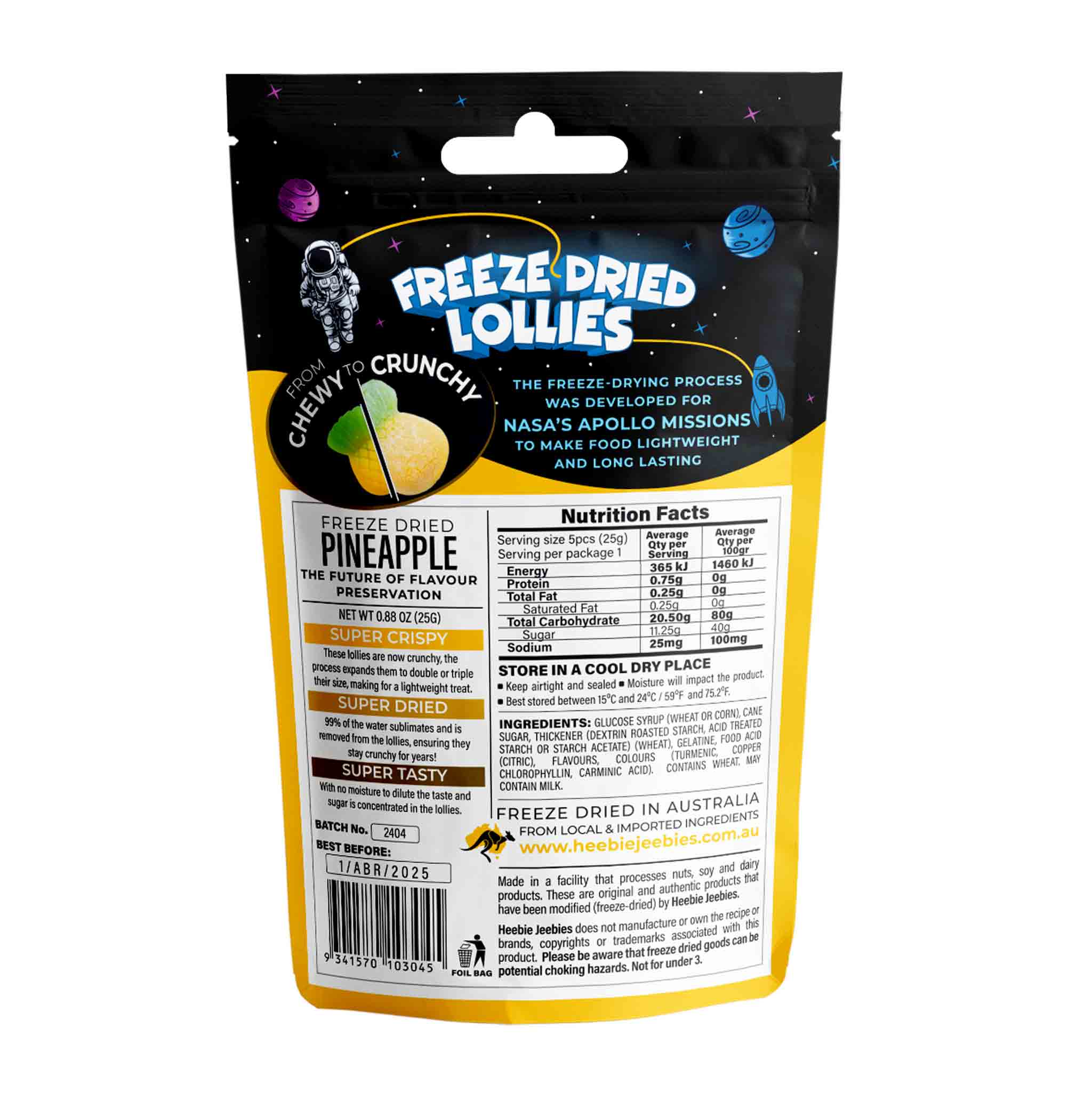 Heebie Jeebies | Freeze Dried Pineapple Lollies | Mini