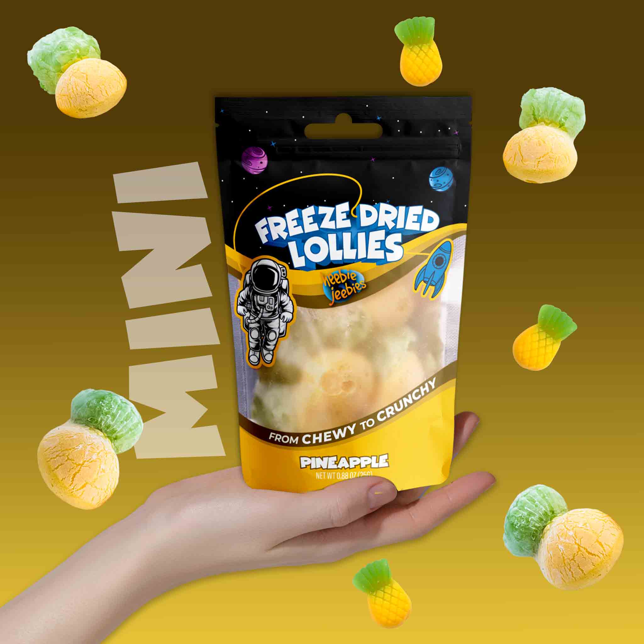 Heebie Jeebies | Freeze Dried Pineapple Lollies | Mini