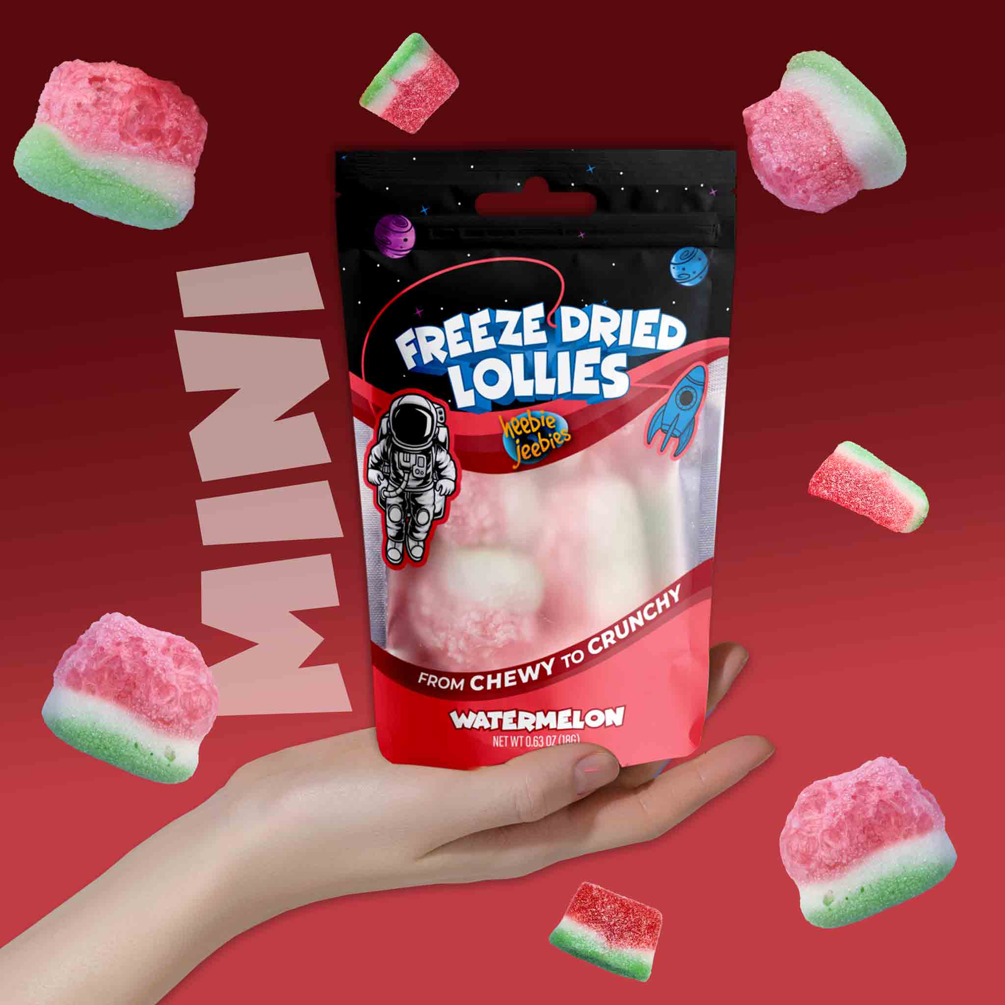 Heebie Jeebies | Freeze Dried Watermelon Lollies | Mini