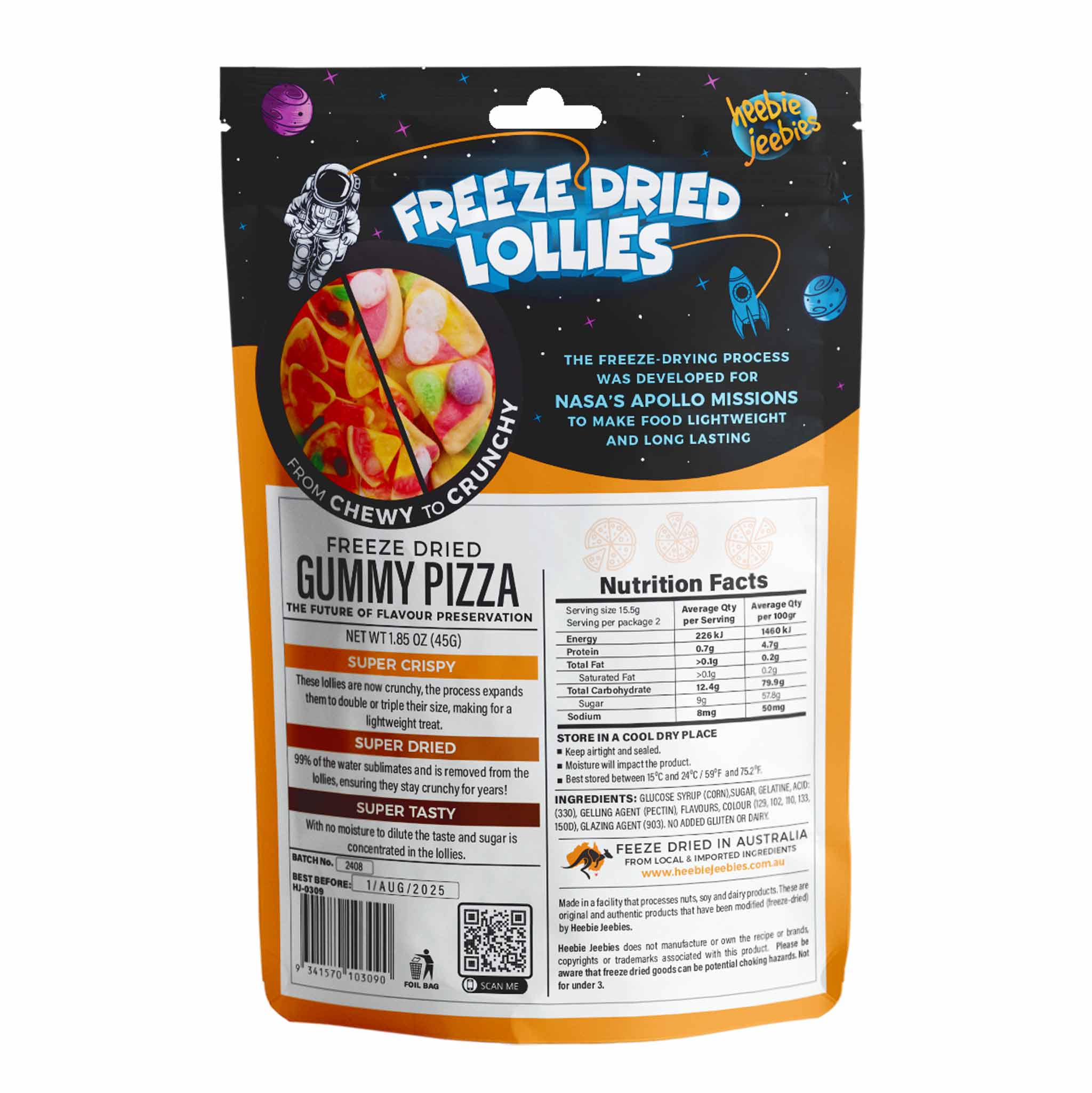 Heebie Jeebies | Freeze Dried Gummy Pizza Lollies | Large