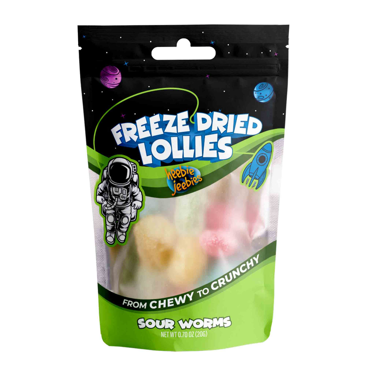 Heebie Jeebies | Freeze Dried Sour Worms Lollies | Mini