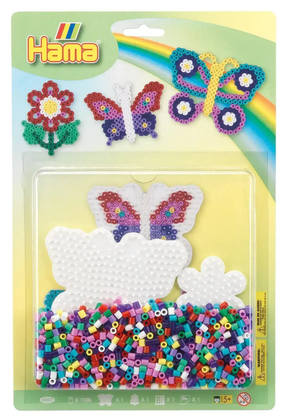 Hama Beads | Large Blister Pack | 1,100 Beads | Butterfly & Flower - Toybox Tales