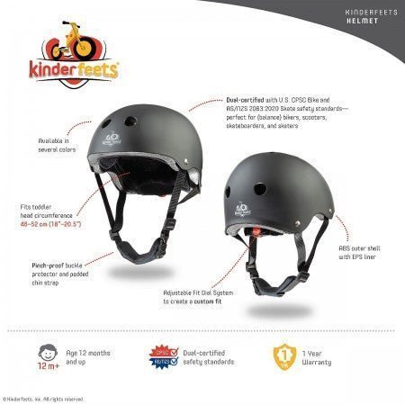 Kinderfeets Toddler Bike Helmet Matte Black - Kinderfeets - Toybox Tales