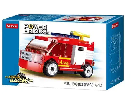 Sluban | Power Bricks | Pull Back Car Fire 55 Pcs - Toybox Tales