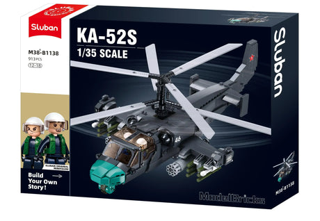Sluban | Model Bricks | Ka-52S Helicopter Gunship Scale 1:35 913 Pcs - Toybox Tales