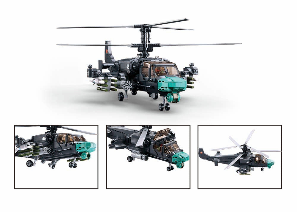 Sluban | Model Bricks | Ka-52S Helicopter Gunship Scale 1:35 913 Pcs