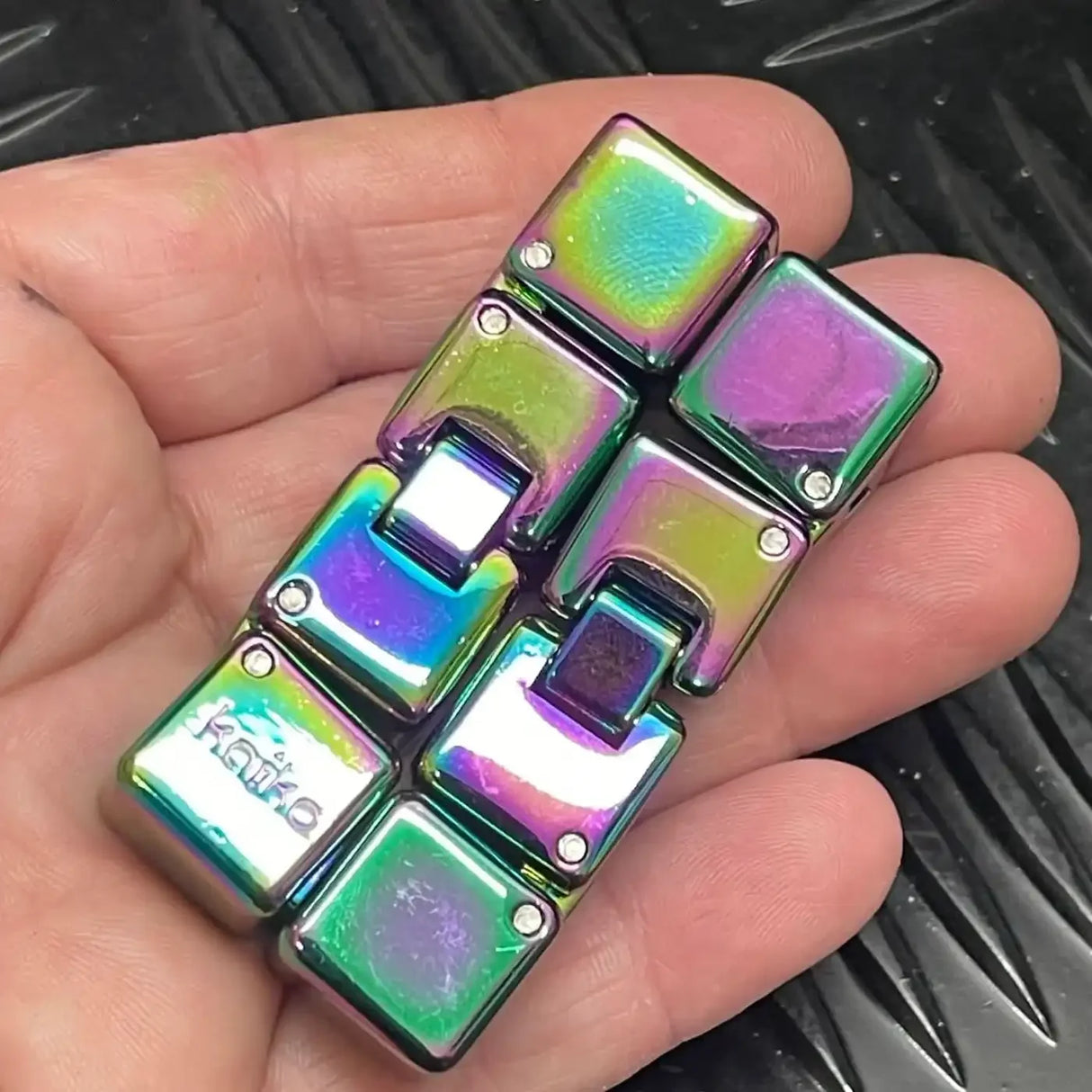 Kaiko Fidgets | Mini Oil Slick Infinity Cube in Window Tin 151 gams