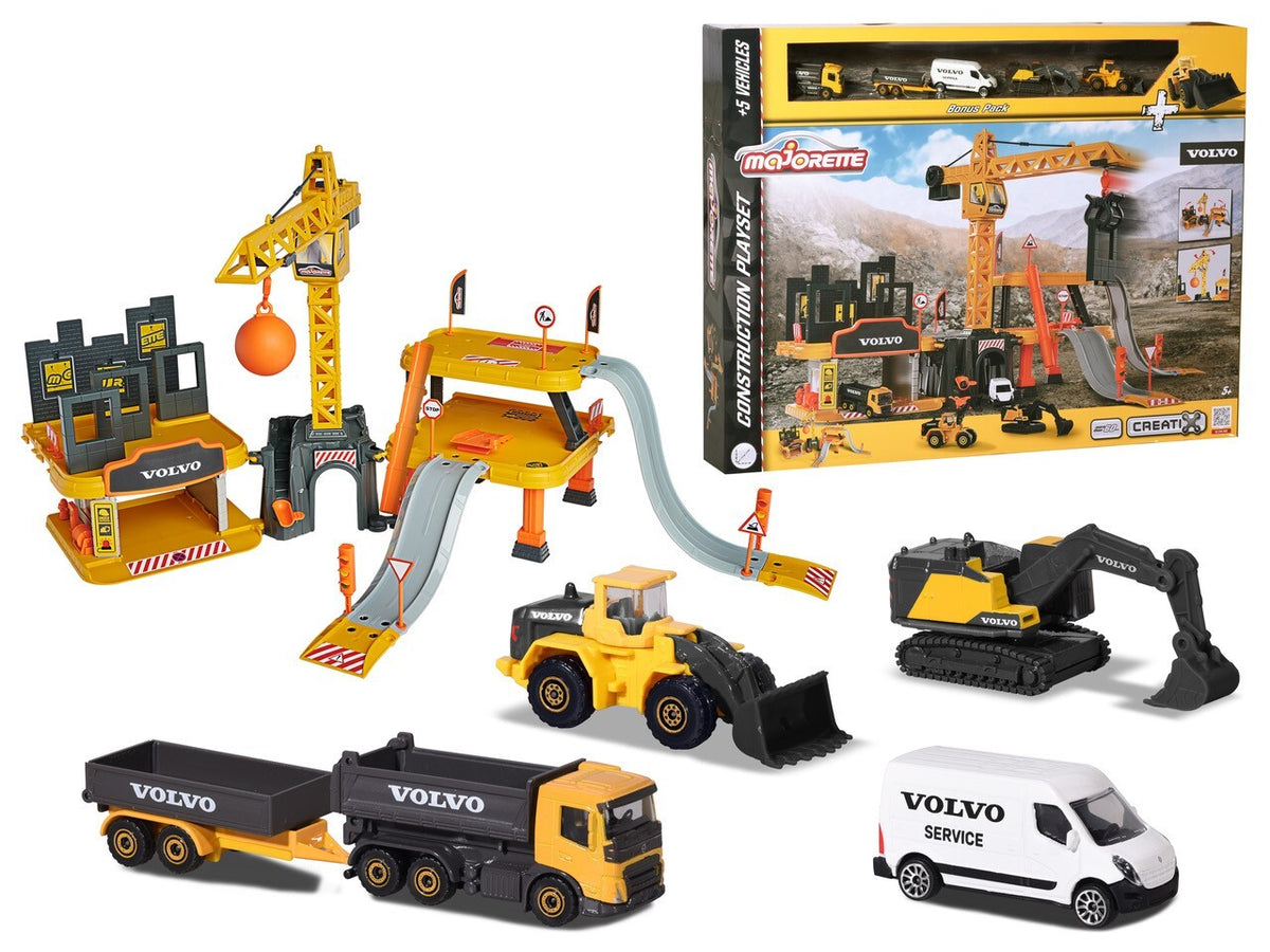 Majorette | Creatix Volvo Construction & 5 Vehicles Set