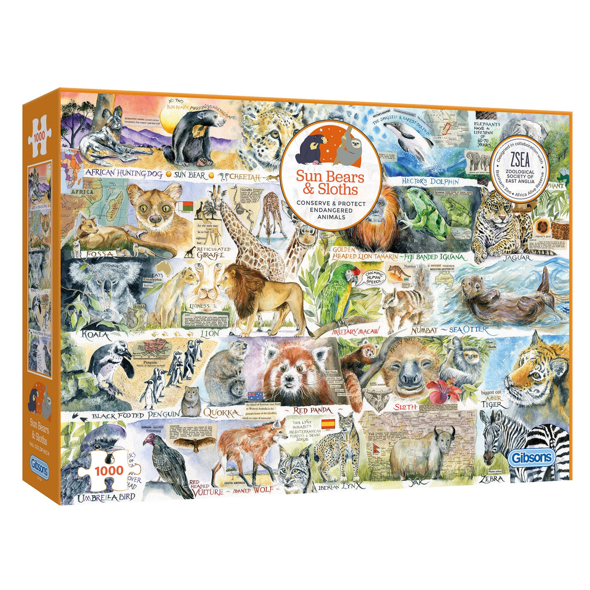 Gibsons Sun Bears and Sloths 1000 piece jigsaw puzzle box