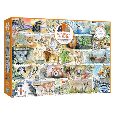 Gibsons Sun Bears and Sloths 1000 piece jigsaw puzzle box