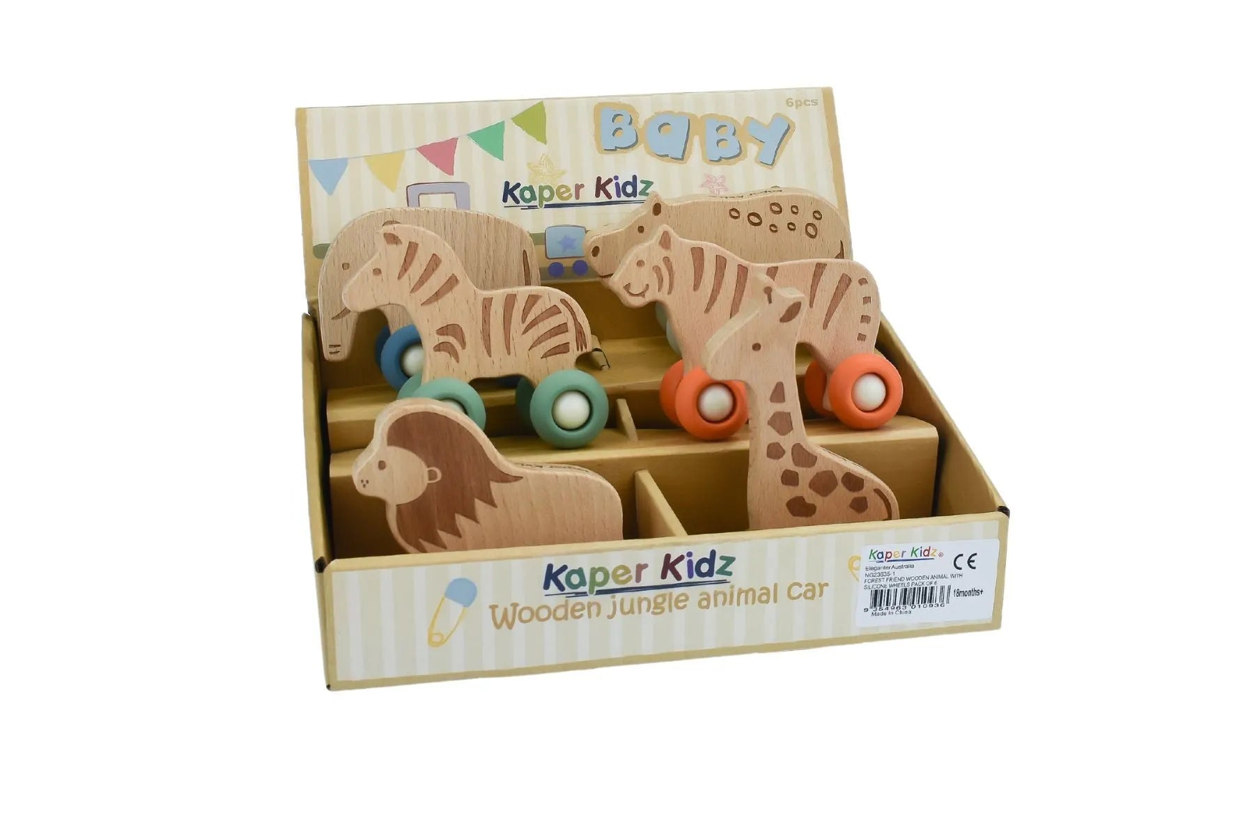 Wildlife Wooden Animal With Silicone Wheels