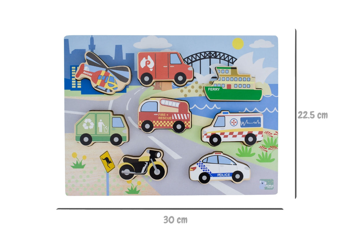 Wooden Chunky Aussie Transport Vehicle Puzzle