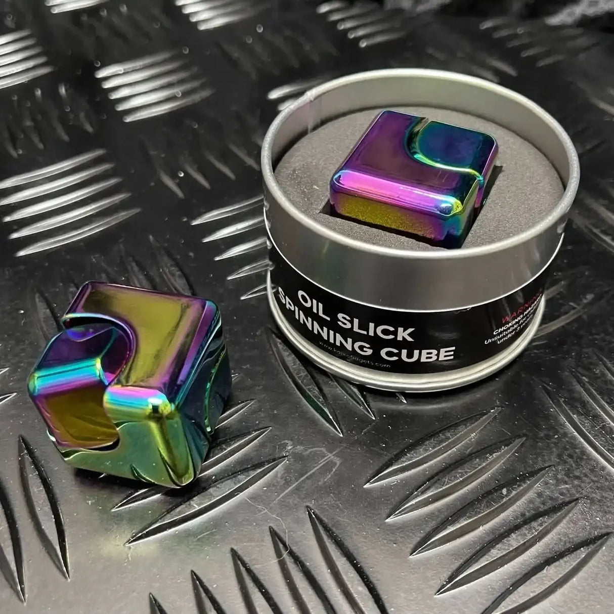 Kaiko Fidgets | Square Spinning Cube in Oil Slick