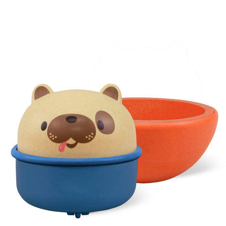 Rocking Roller Dog separated showing 2-in-1 wobble base and wheeled racer - Toybox Tales