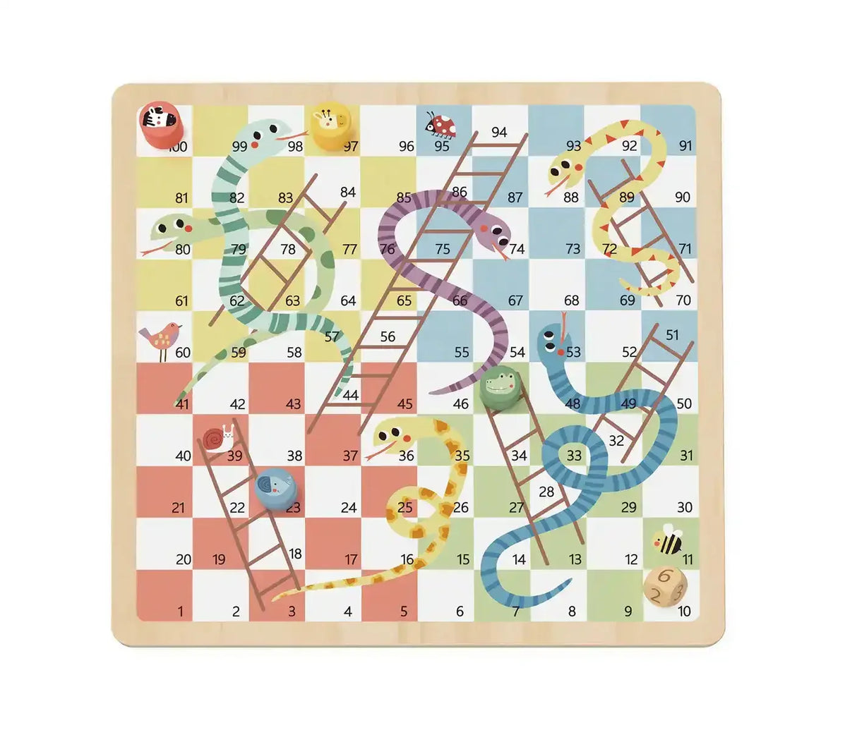 2 in 1 Wooden Board Game - Ludo, Snakes & Ladders