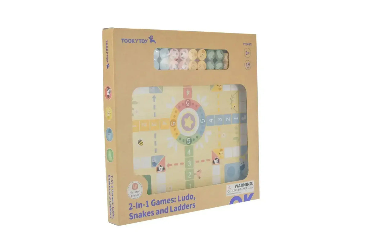 2 in 1 Wooden Board Game - Ludo, Snakes & Ladders