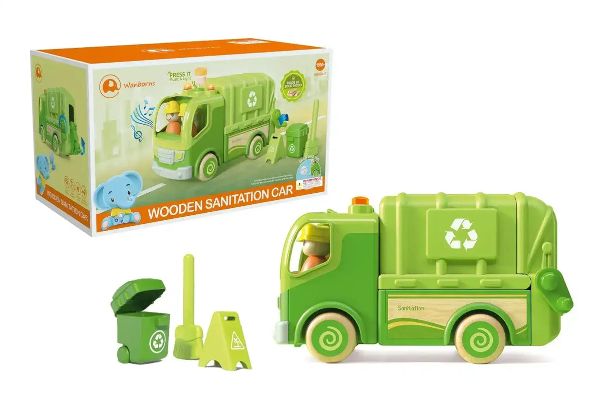 Wooden Recycling Truck with Sound and Light