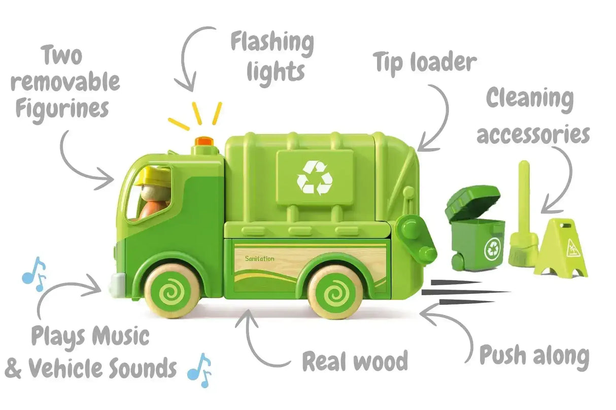 Wooden Recycling Truck with Sound and Light