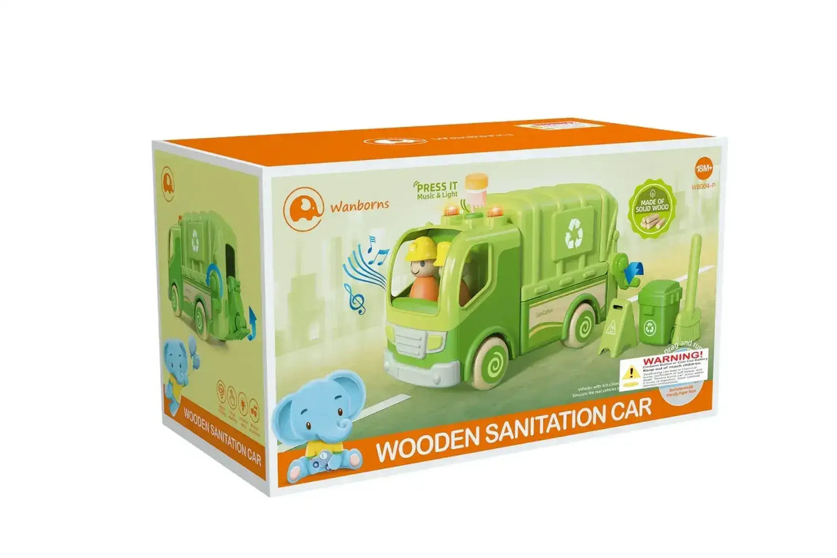 Wooden Recycling Truck with Sound and Light