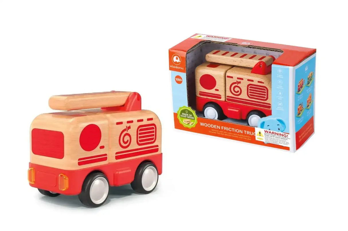 Wooden Friction Fire Engine with Light and Sound