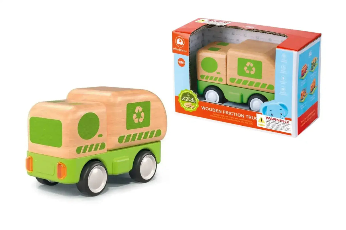 Wooden Friction Recycling Truck with Sound and Light