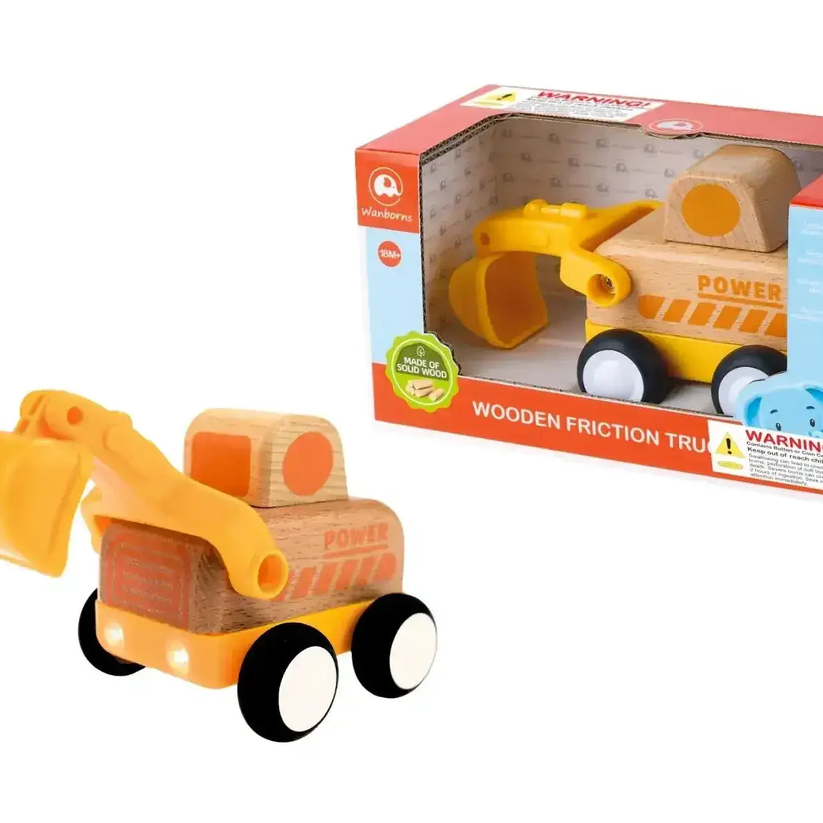 Wooden Friction Digger with Sound and Light – Toybox Tales