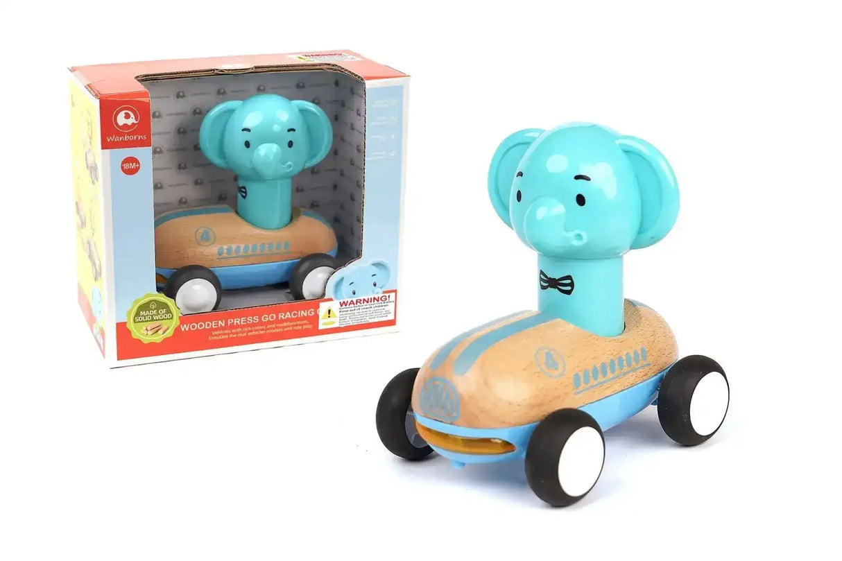 Wooden Press Go Racer with Light and Sound | Elephant