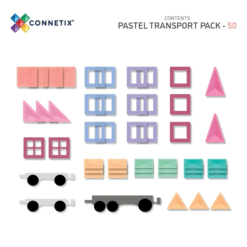 Connetix Pastel Transport Pack 50 Piece - Toybox Tales