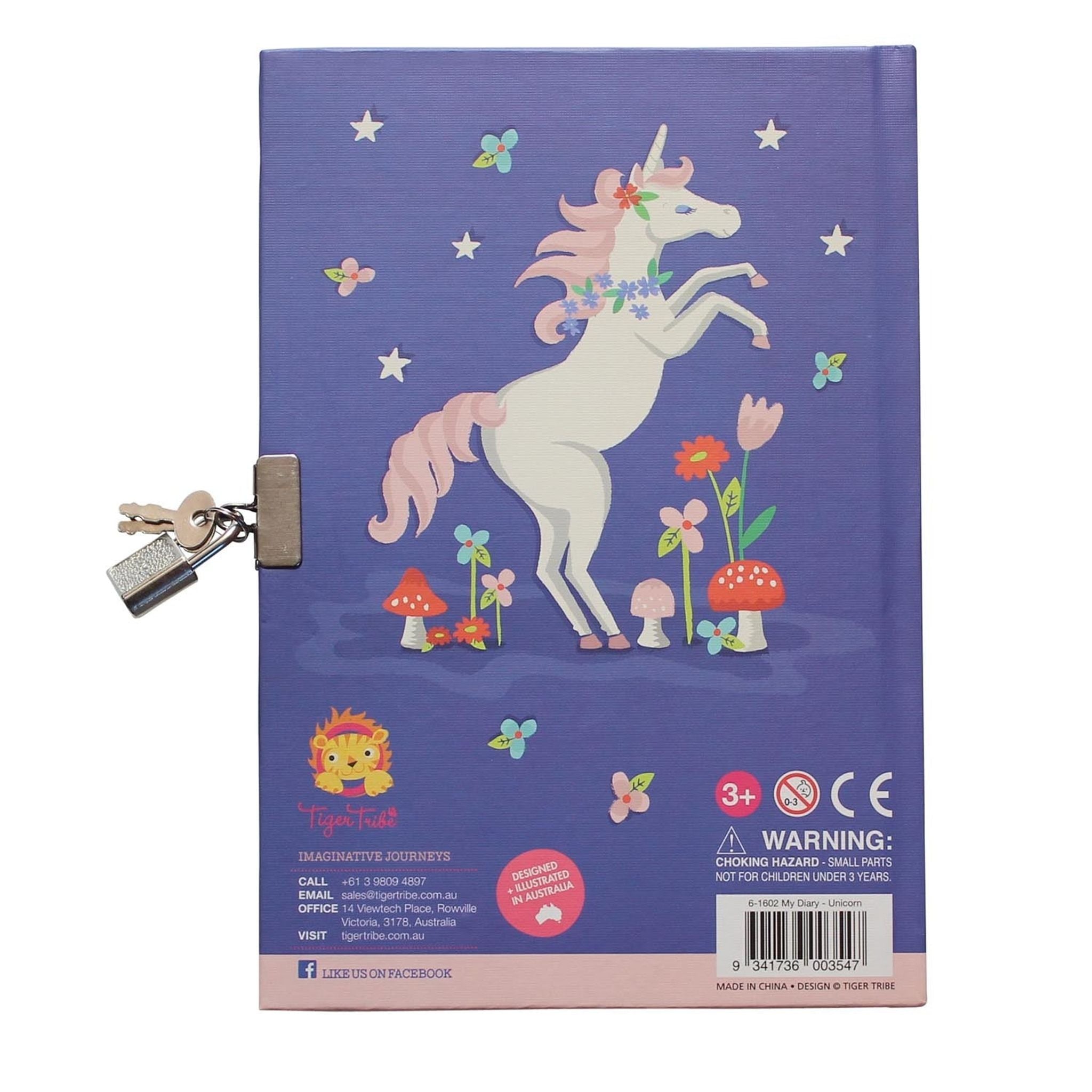 Lockable Diary - Unicorn Rainbows - Tiger Tribe - Toybox Tales