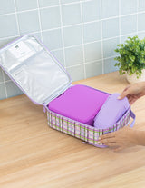 MontiiCo Large Insulated Lunch Bag - Berry Patch (Ice Pack Included)