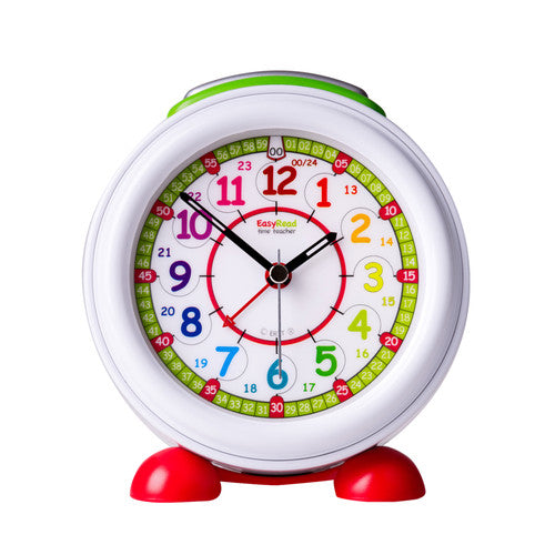 Easy Read Time Teacher Alarm Clock - Green and Red