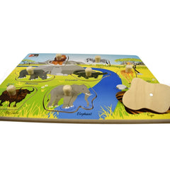 2 in 1 Peg Puzzle - Wild Animals - Toybox Tales