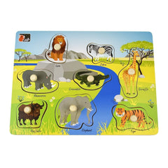 2 in 1 Peg Puzzle - Wild Animals - Toybox Tales