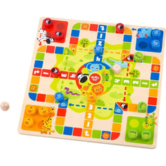 2 in 1 Wooden Board Game - Ludo, Snakes & Ladders - Toybox Tales