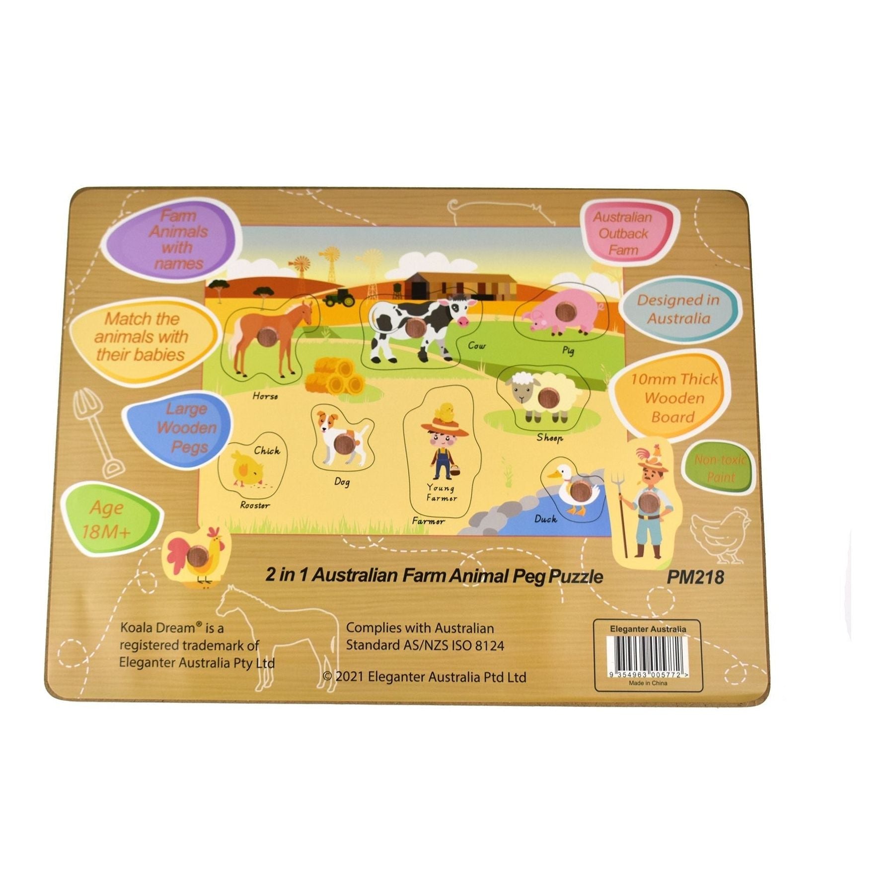 2 in 1 Peg Puzzle - Farm - Toybox Tales