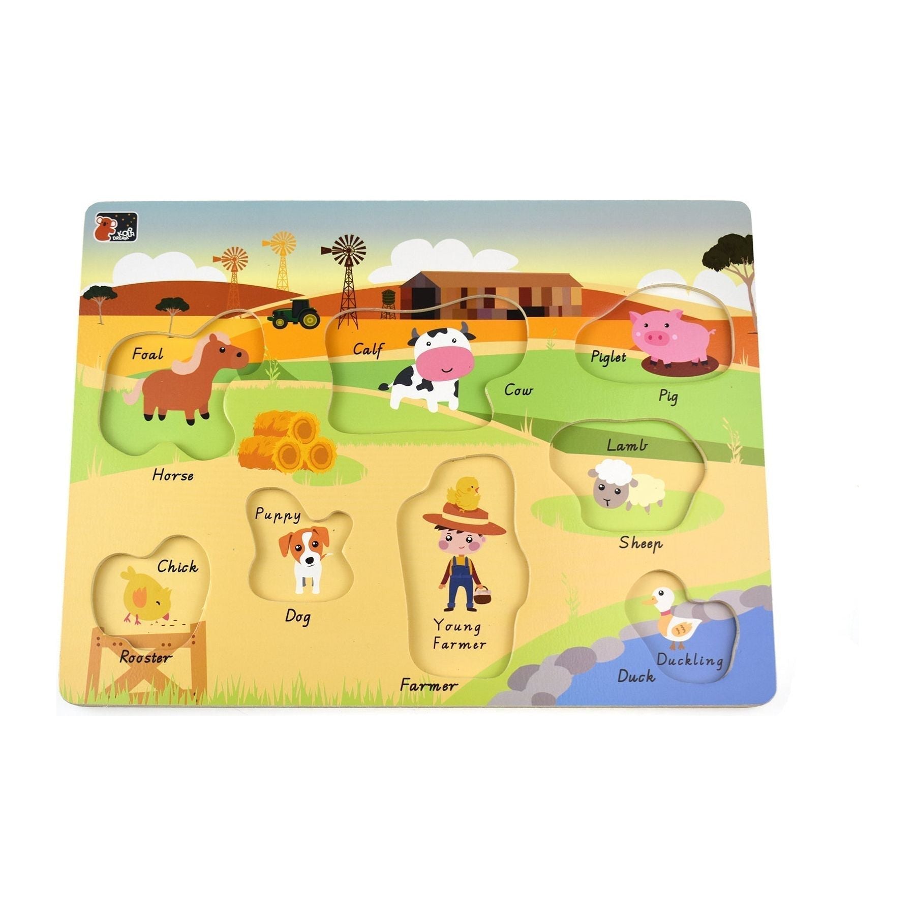 2 in 1 Peg Puzzle - Farm - Toybox Tales