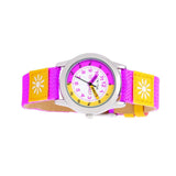 Cactus - Time Teacher - Girls Kids Watch - Pink / Yellow with Flowers - Toybox Tales