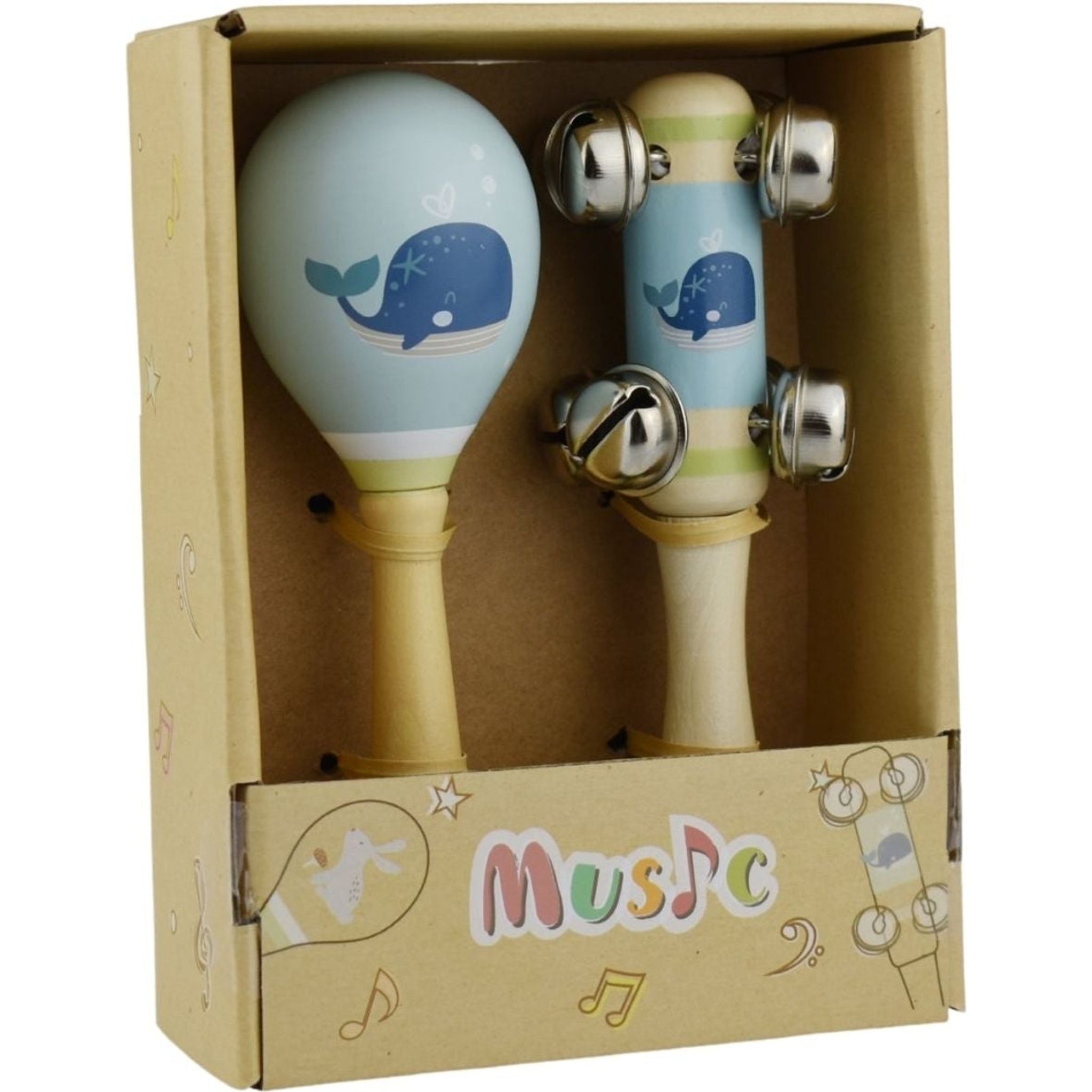 Calm & Breezy Sea Wooden Maraca & Bell Stick Set - Toybox Tales