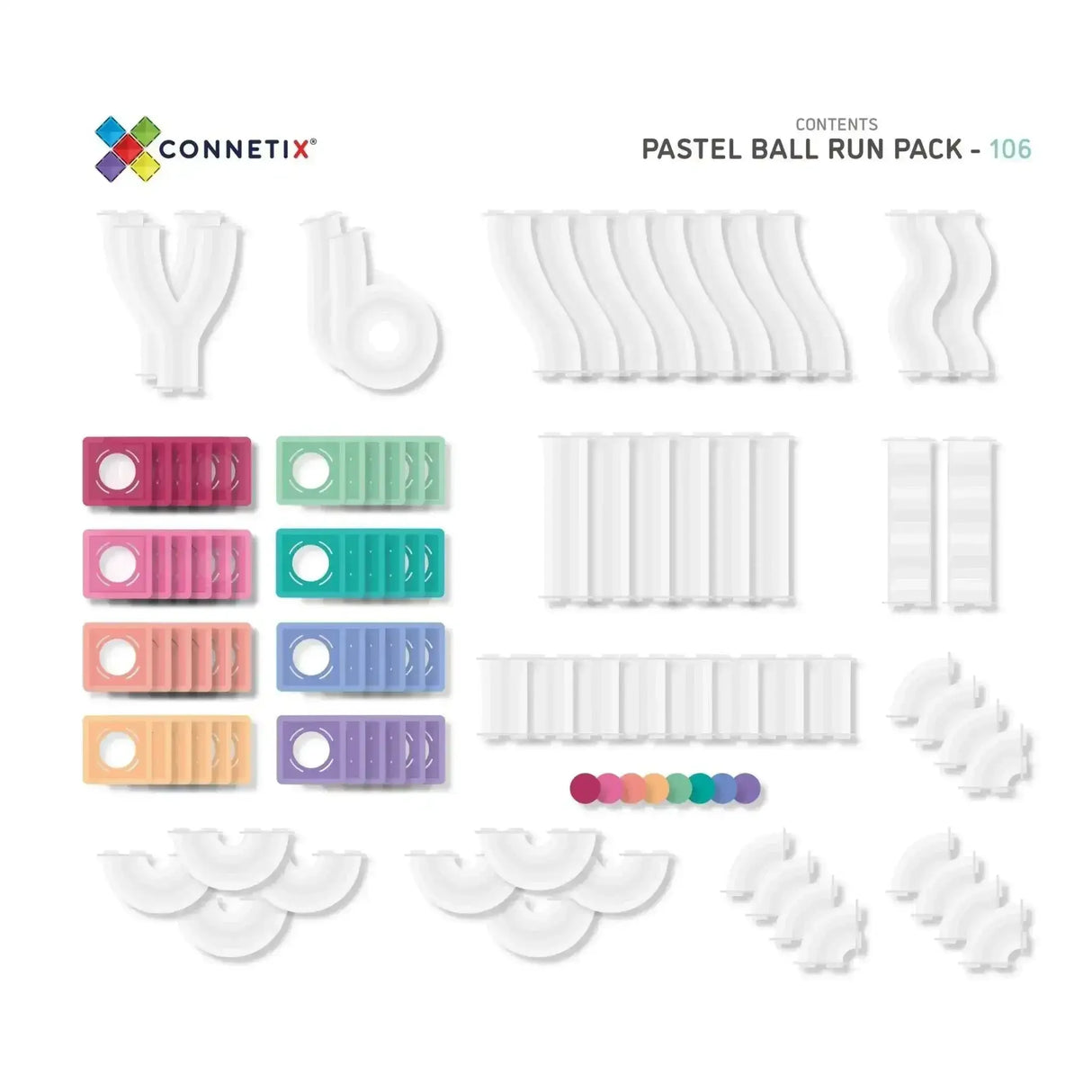 Connetix 106 Piece Pastel Ball Run - Toybox Tales