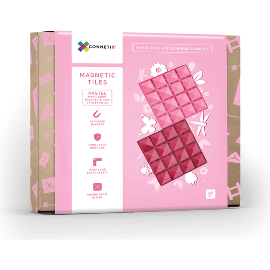 Connetix 2 Piece Base Plate Pink & Berry Pack Pastel - Toybox Tales