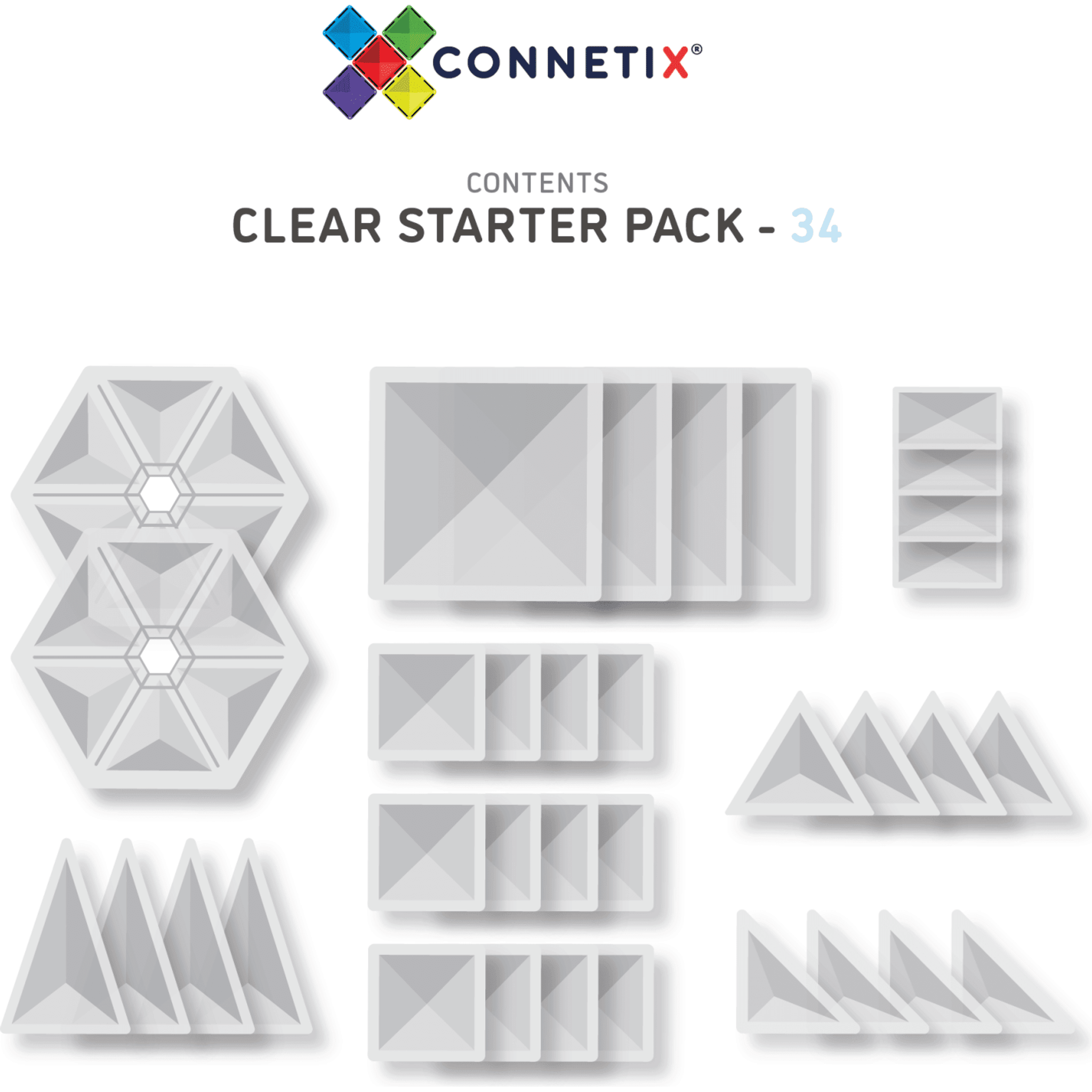 Connetix 34 Piece Clear Starter Pack - Toybox Tales